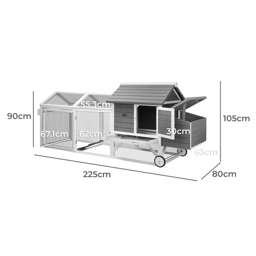 Ketch Fir Wood & Mesh Wire Chicken Coop