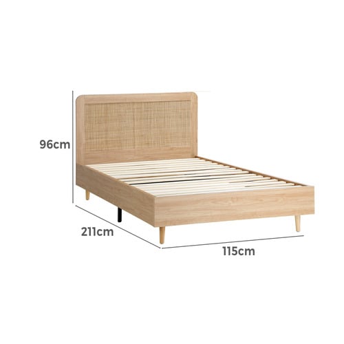 LivingFusion Dahlia Rubberwood Bed Frame Temple & ster