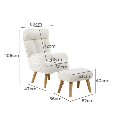 2 Piece Bonny Sherpa Armchair & Ottoman Set