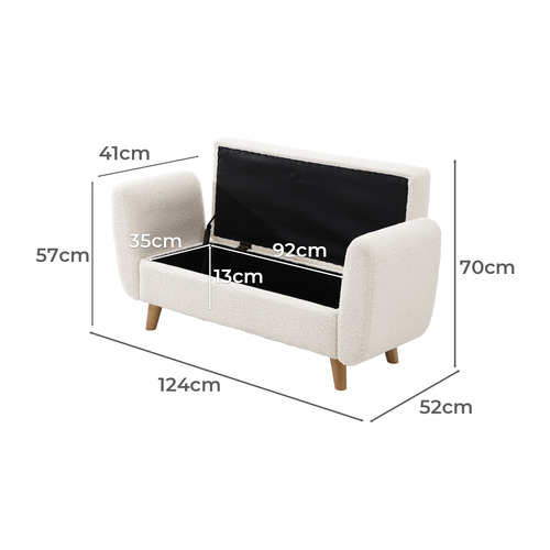 Conner Rubberwood Storage Ottoman Bench