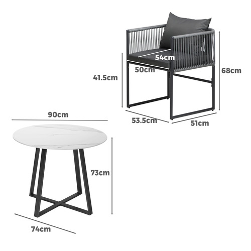 2 Seater 73cm Leon Outdoor Dining Set