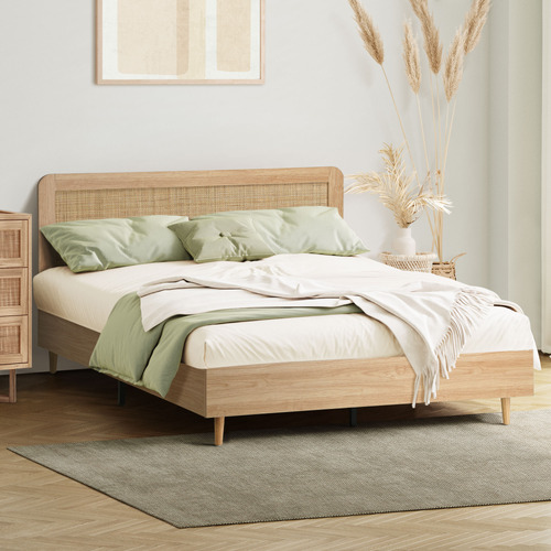 LivingFusion Dahlia Rubberwood Bed Frame Temple & Webster