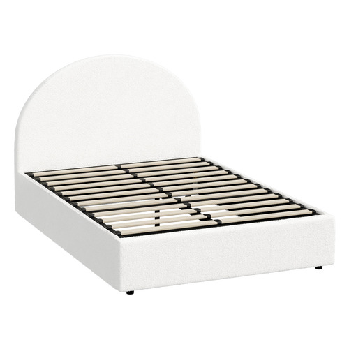 White Seraphine Boucle Gas Lift Storage Bed