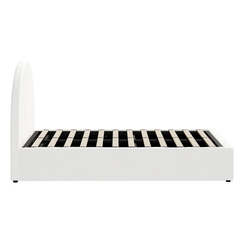 White Seraphine Boucle Gas Lift Storage Bed