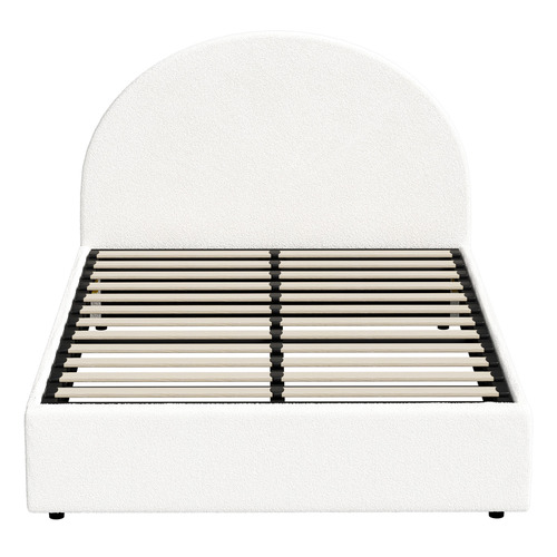White Seraphine Boucle Gas Lift Storage Bed