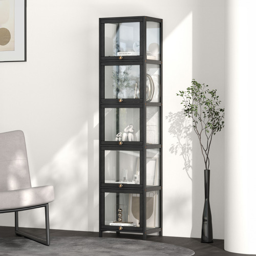 Black 5 Door Lennon Display Cabinet
