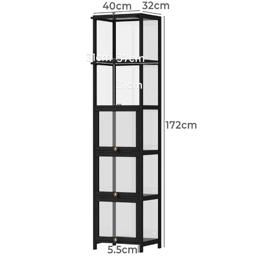 Black 5 Door Lennon Display Cabinet