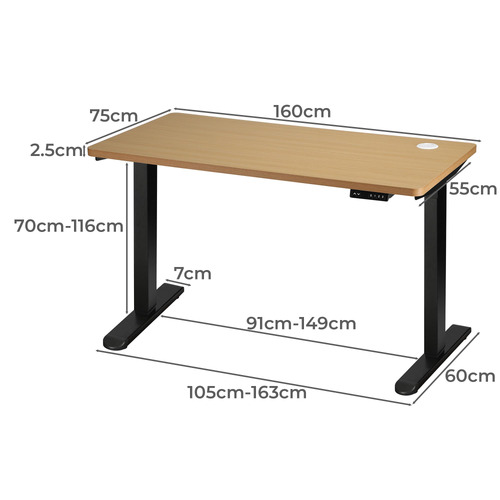 Octavia 163cm Single Motor Electric Sit & Stand Desk