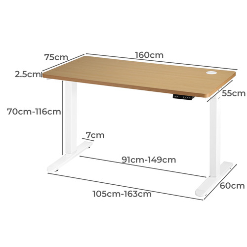 Octavia 163cm Single Motor Electric Sit & Stand Desk