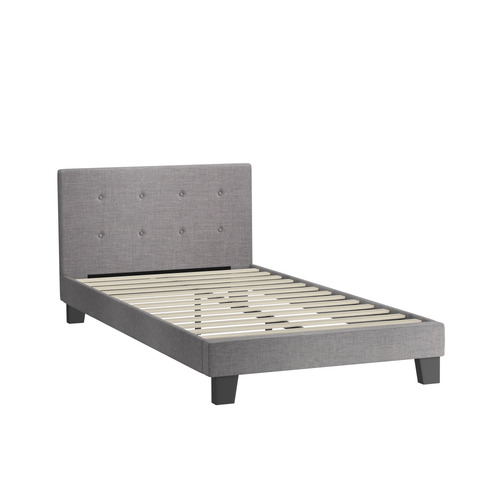 Grey Quiton Upholstered Platform Bed | Temple & Webster