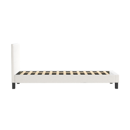 LivingFusion White Quiton Boucle Platform Bed | Temple & Webster