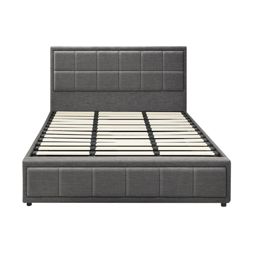 LivingFusion Grey Teo Gas Lift Storage Bed Frame | Temple & Webster