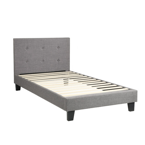 LivingFusion Grey Quiton Upholstered Platform Bed | Temple & Webster