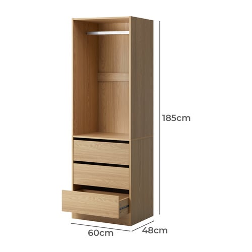 Natural Cassandra 3 Drawer Wardrobe