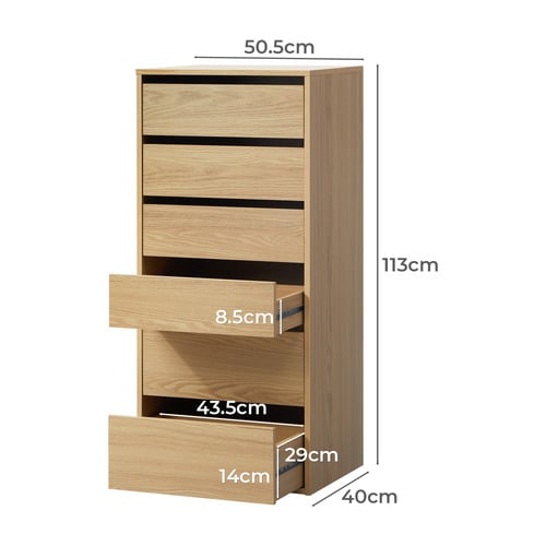 Natural Cassandra 6 Drawer Wardrobe