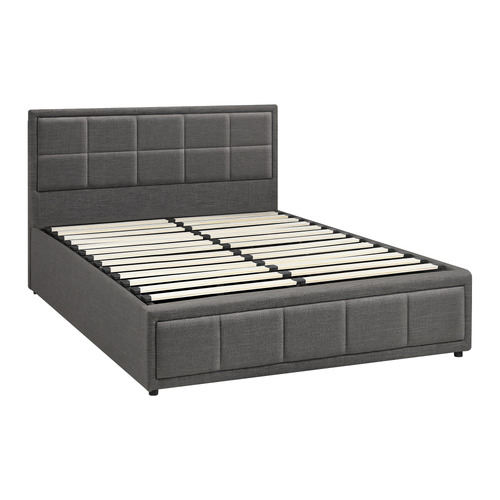 LivingFusion Grey Teo Gas Lift Storage Bed Frame | Temple & Webster