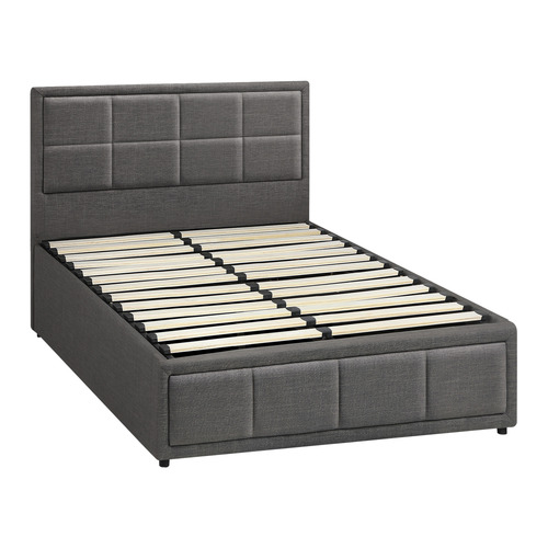 LivingFusion Grey Teo Gas Lift Storage Bed Frame | Temple & Webster