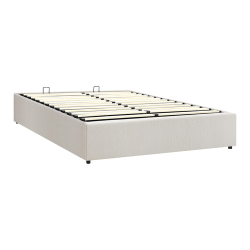 White Seraphine Boucle Gas Lift Bed Base