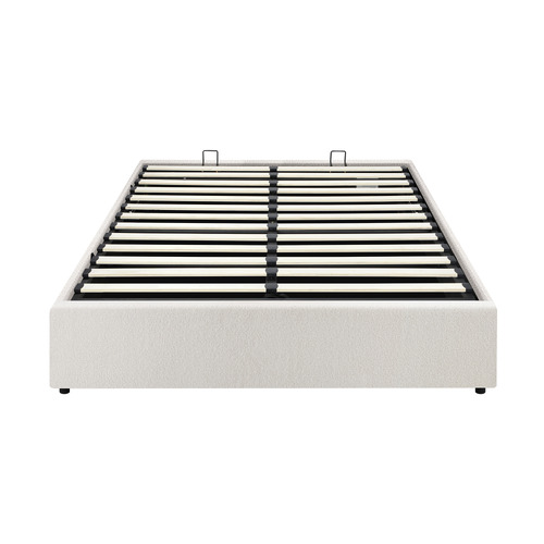 White Seraphine Boucle Gas Lift Bed Base