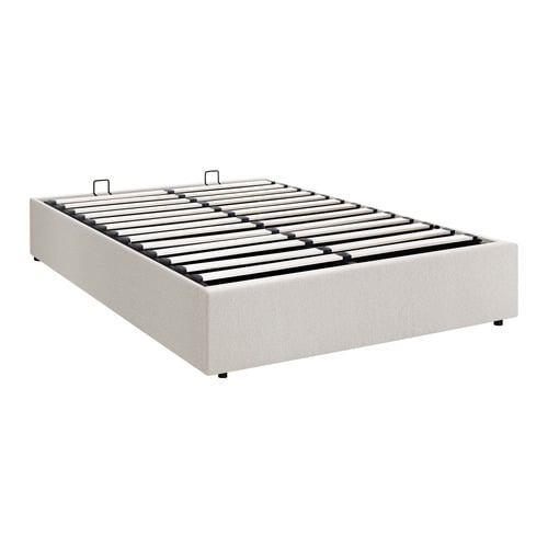 White Seraphine Boucle Gas Lift Bed Base