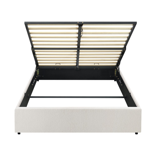 White Seraphine Boucle Gas Lift Bed Base