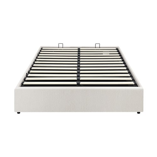 White Seraphine Boucle Gas Lift Bed Base
