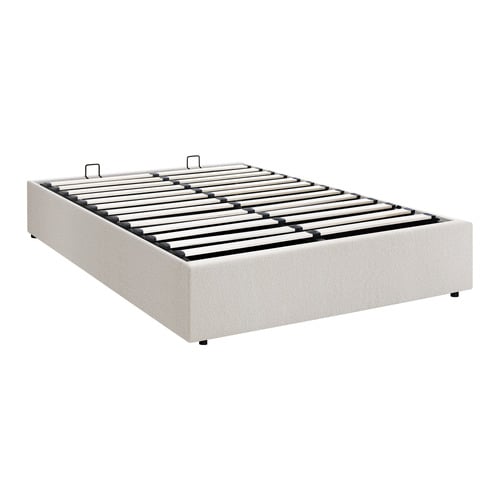 White Seraphine Boucle Gas Lift Bed Base