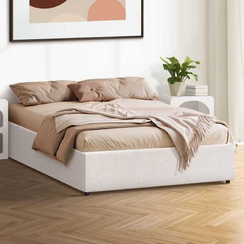 White Seraphine Boucle Gas Lift Bed Base
