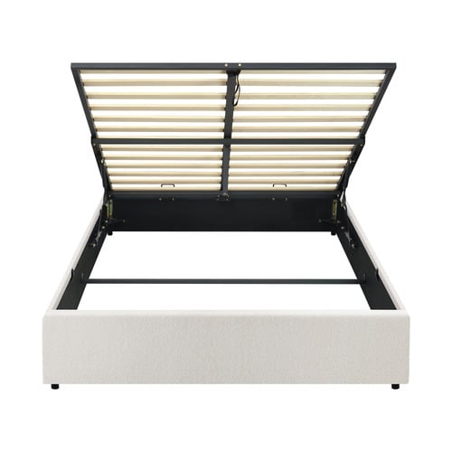 White Seraphine Boucle Gas Lift Bed Base