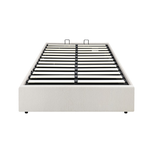 White Seraphine Boucle Gas Lift Bed Base