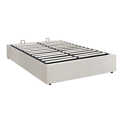 White Seraphine Boucle Gas Lift Bed Base