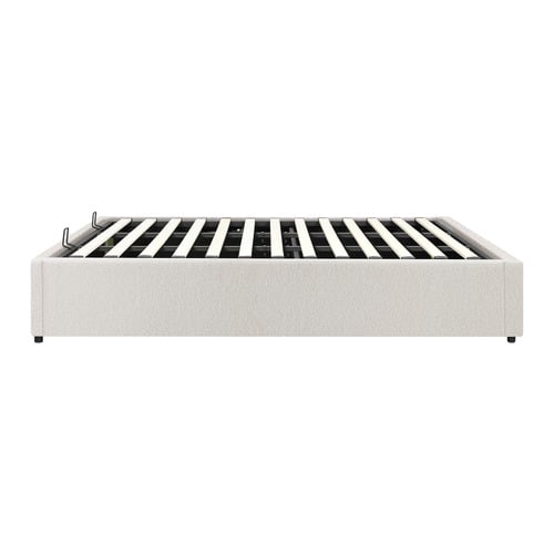 White Seraphine Boucle Gas Lift Bed Base