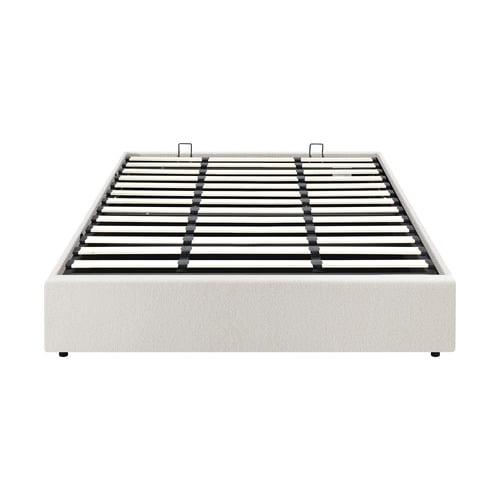 White Seraphine Boucle Gas Lift Bed Base