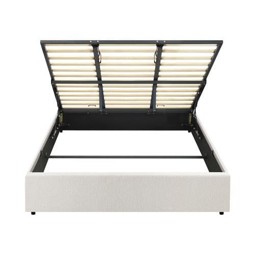 White Seraphine Boucle Gas Lift Bed Base