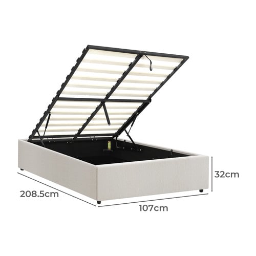White Seraphine Boucle Gas Lift Bed Base