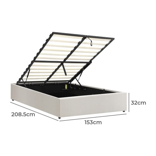 White Seraphine Boucle Gas Lift Bed Base