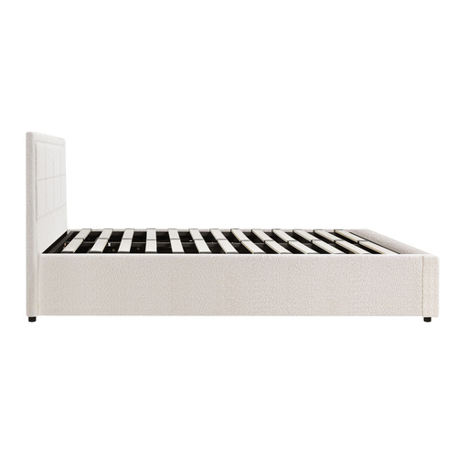 LivingFusion Reese Boucle Gas Lift Storage Bed Frame | Temple & Webster