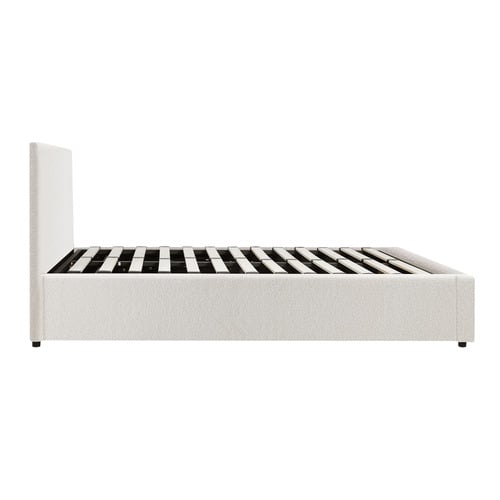 White Johanne Boucle Gas Lift Storage Bed Frame