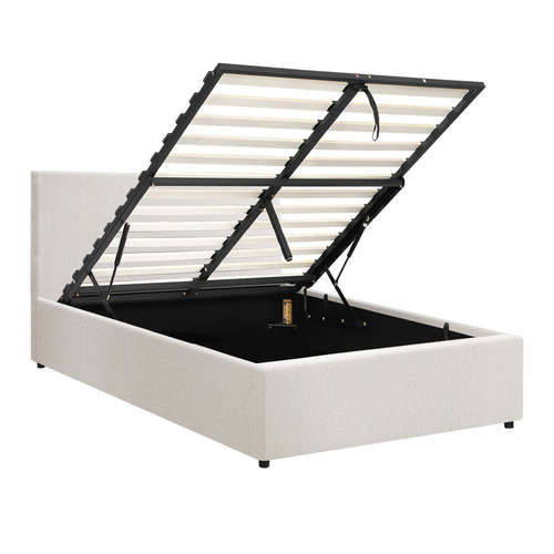 Elena Boucle Gas Lift Storage Bed Frame