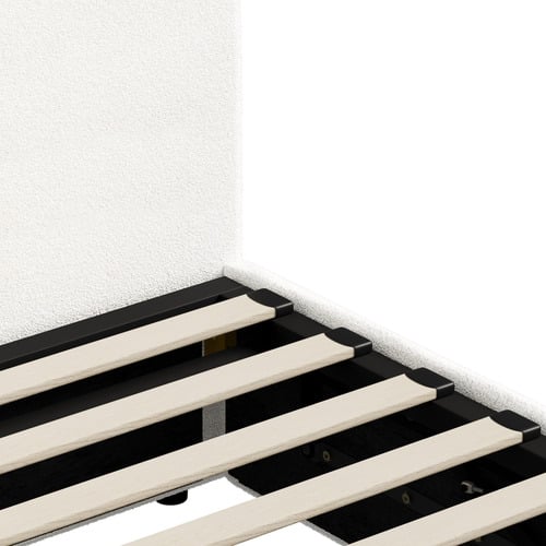 White Johanne Boucle Gas Lift Storage Bed Frame