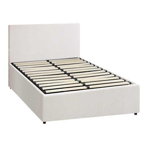 LivingFusion Elena Boucle Gas Lift Storage Bed Frame | Temple & Webster