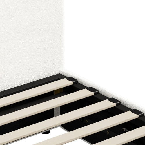 White Johanne Boucle Gas Lift Storage Bed Frame