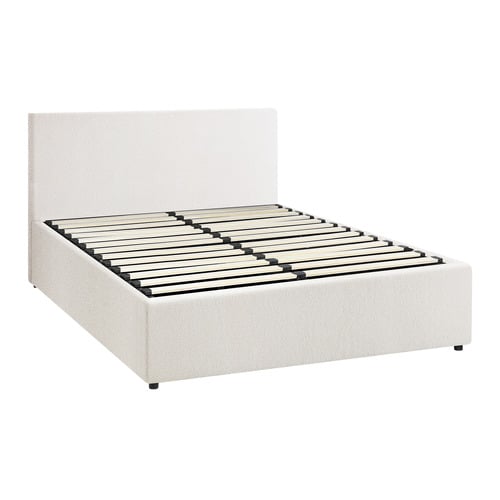 White Johanne Boucle Gas Lift Storage Bed Frame