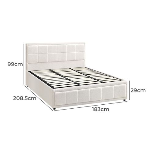Reese Boucle Gas Lift Storage Bed Frame