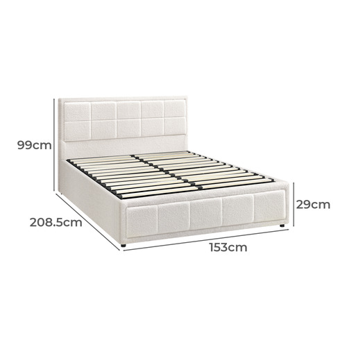 Reese Boucle Gas Lift Storage Bed Frame