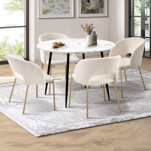LivingFusion Seater Wilson Sherpa Dining Table Chair Set