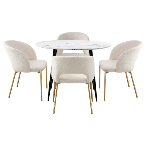 4 Seater White Wilson Dining Table & Chair Set