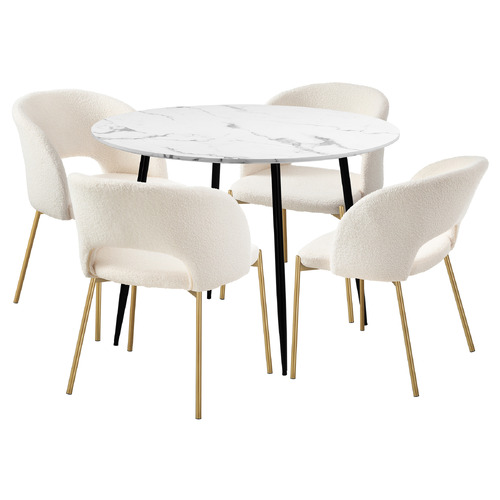 4 Seater White Wilson Dining Table & Chair Set