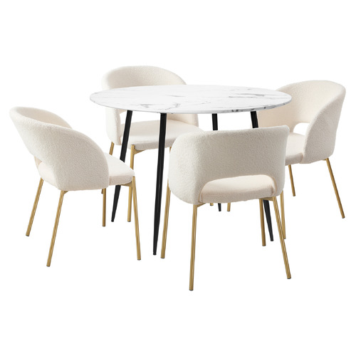 4 Seater White Wilson Dining Table & Chair Set