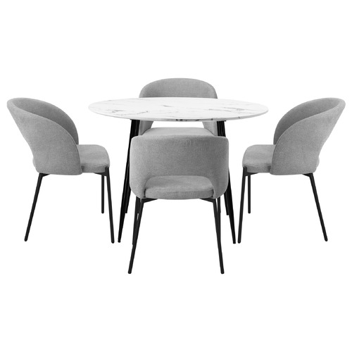 4 Seater Grey Wilson Dining Table & Chair Set